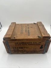 Vintage 1954 Military Army 384 Cartridges .30 Cal Wooden Ammo Crate Box EMPTY