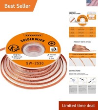 0.1 Inch Wide Copper Solder Wick Braid - 10ft Efficient Desoldering Solution