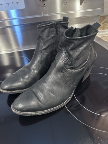Paul Green Women’s Black Leather Western-inspired Ventura Bootie Boots Size 10 - Picture 3 of 18