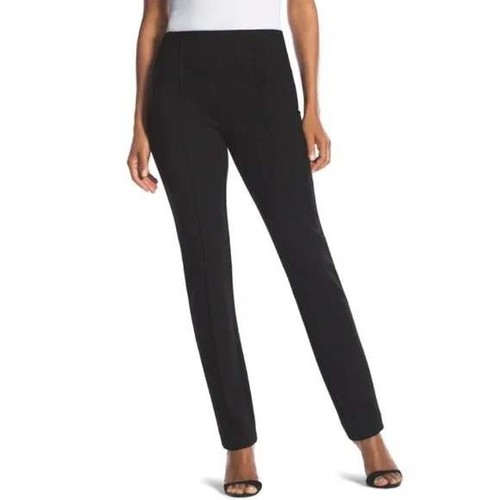 Chico's Lindy schwarze Ponte Strickhose Größe 1 M Medium 8 schmales Bein Pull-On Stretch