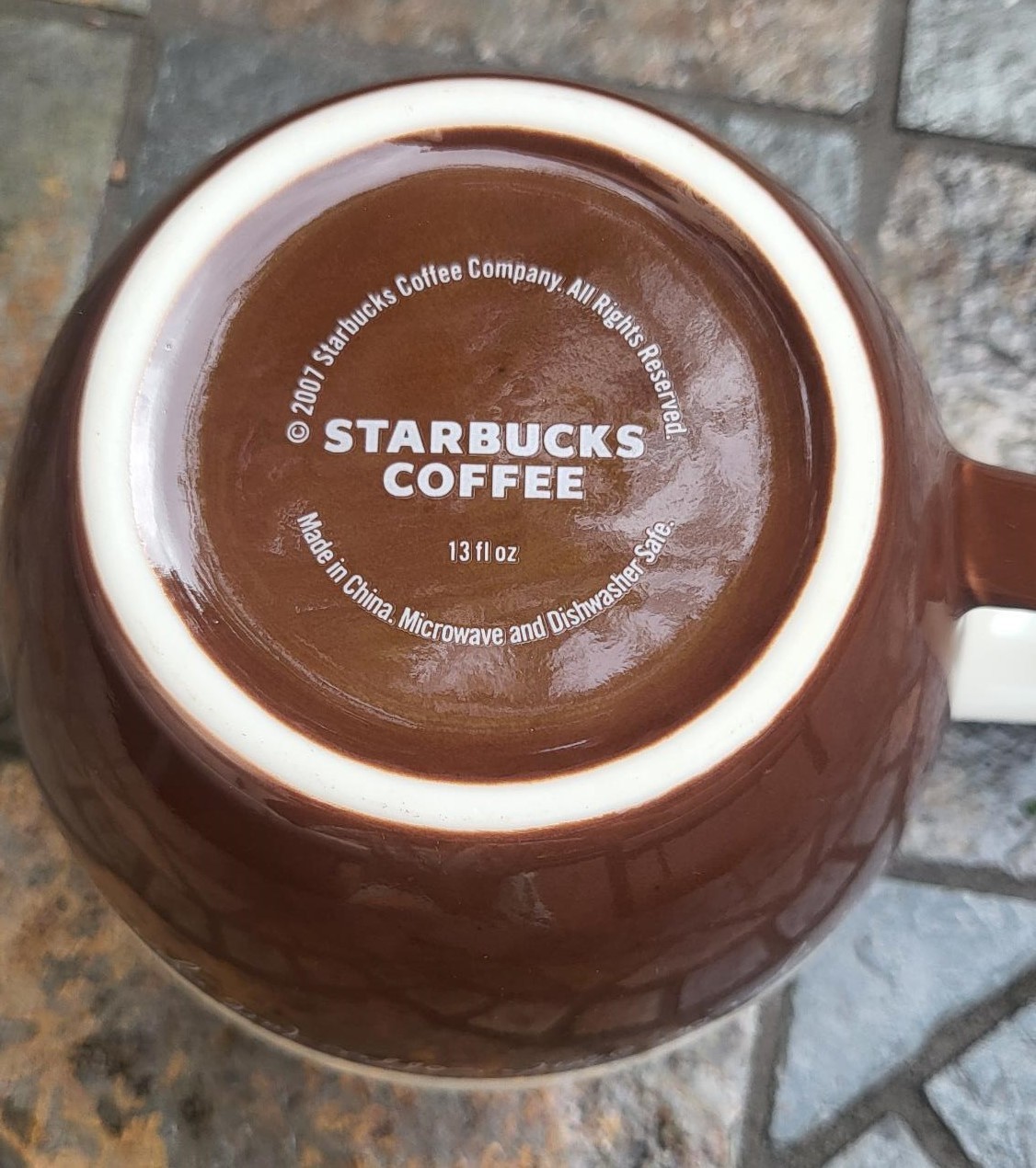 NEW Starbucks 2007 White & Brown Mug w/Saucer Cappuccino/Latte Cup Set Coffee