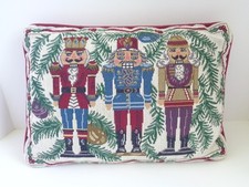 Nutcracker Tapestry Accent Throw Pillow 12"x17" Christmas Decor Red Holiday