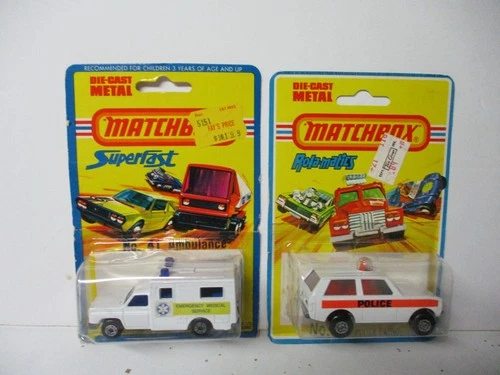 Matchbox Lesney Superfast SF41 Ambulance & SF20 Police Patrol, blistercard