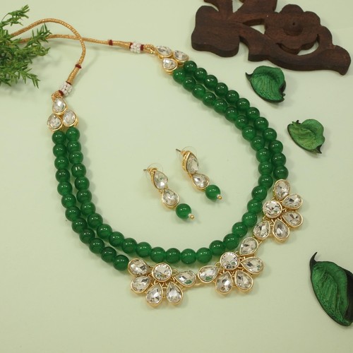 Gold Plated Indian Wedding Bollywood Kundan & Pearls Necklace Jewellery Set w... - Picture 2 of 8