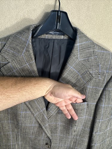Vintage Polo by Ralph Lauren 42R Flax Silk Italy Houndstooth Grid Boutonniere - Picture 3 of 20