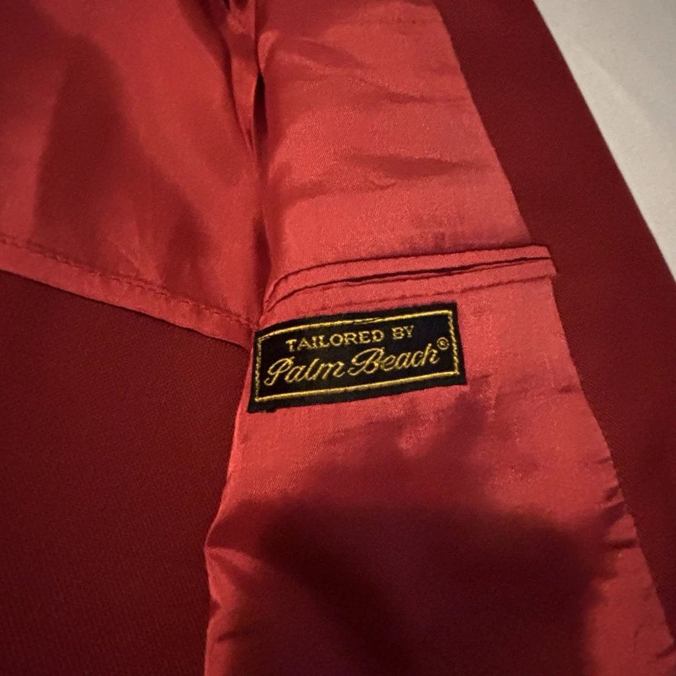 Abrigo deportivo vintage Palm Beach 38 para hombre rojo blazer chaqueta lúpulo años 80 90 Foto 2 de 4