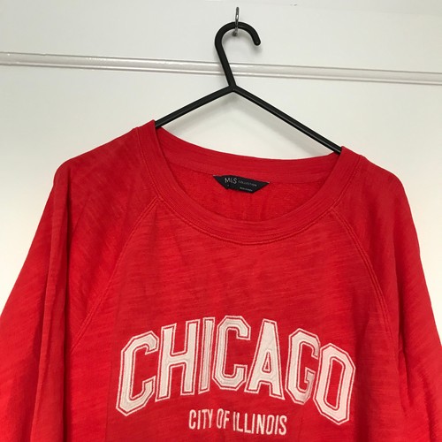 M&S Collection Chicago City of Illinois Jumper Size 16 Long Sleeve Red Round - Picture 5 of 12