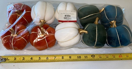 3 Packs Mini Velvet Pumpkins Decor Golden Stems Fall Edition 10 Count Each Pack - Picture 4 of 6