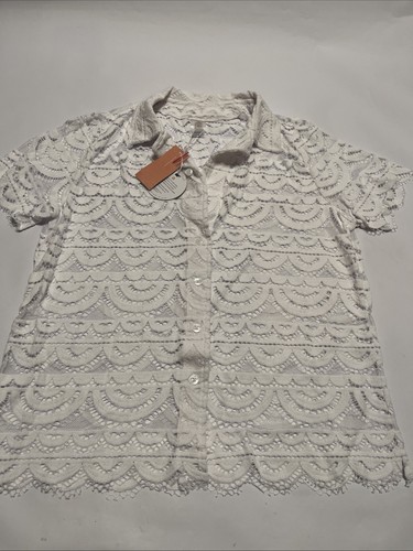 PQ Swim Water Lily Lace Button Top & Lace Pants Set Swimsuit Cover-Up Size XS/S - Picture 2 of 23
