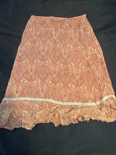 Josephine Chaus Silk Skirt Size 16 Paisley Ruffle Hem Boho Cottagecore Style - Picture 2 of 4