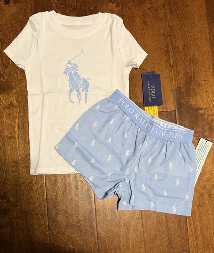 NWT Polo Ralph Lauren Girl’s Cotton Tee & Flannel Short Logo Sleep Set Sz 7 (8-9 - Picture 4 of 12