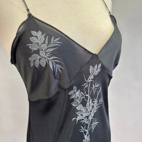 Bebe Moda 90s black slip dress floral print size medium dark Fairy whimsigoth - Picture 7 of 18