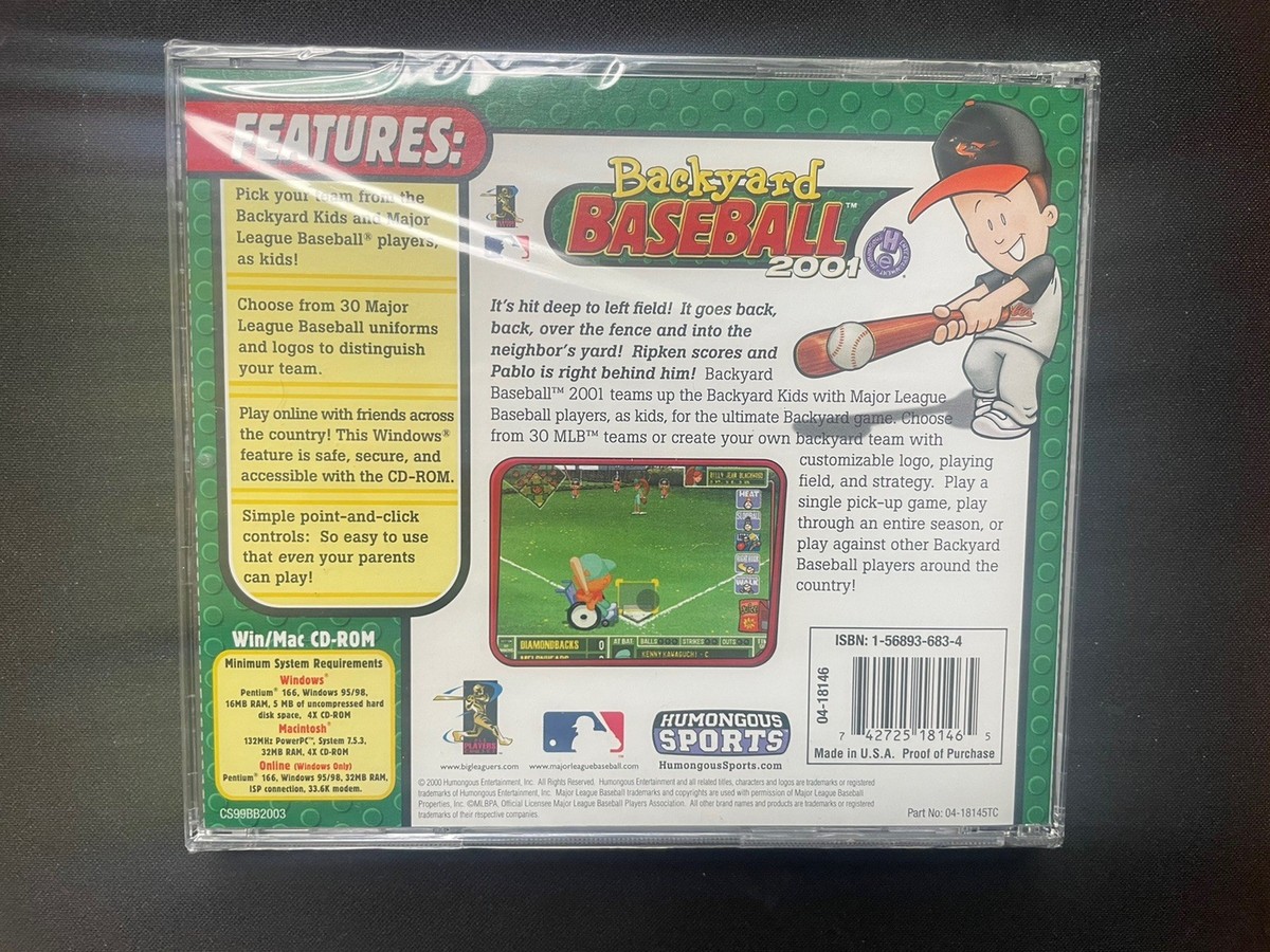 Backyard Baseball 2001 Pc Mac XP Sealed Jewel Case, With Open Box