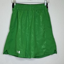 Under Armour Athletic Shorts Mens Sz Small Green Logo Elastic Waist 9.5" Inseam