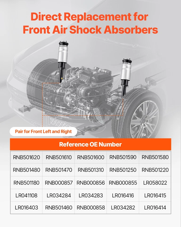 Front Air Suspension Struts Shock Absorbers 2 PCS Compatible With Land Rover Foto 3 de 4