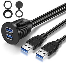 Double Ports USB 3.0 Car Flush Mount Cable, USB Dash Mount Adapter Male to Femal