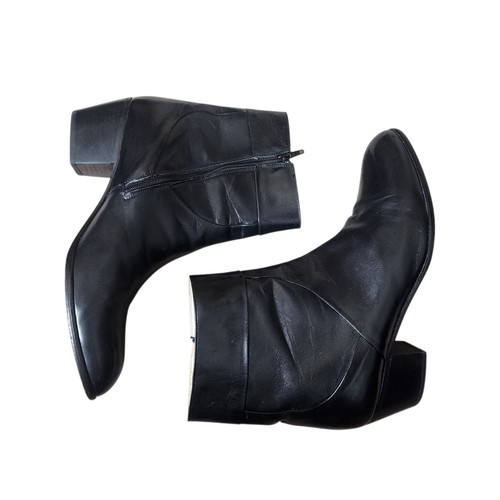 Botas de vestir cortas al tobillo Pierre Cardin negras anchas talla 10 EEE vintage para hombre  - Imagen 7 de 10