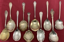 10 Silverplated Antique to Vintage CASSEROLE SERVING SPOONS - Nice Mix