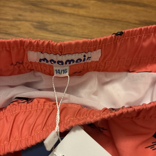 Maamgic Boys Large Swim Trunks Bathing Suit Shorts Fins Mesh Lined NWT Orange - Picture 2 of 10