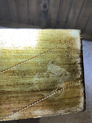 Vintage Holz Italienisch Florentiner Schreibtisch/Brief Ablage Gold/Rost/Türkis - Bild 10 von 19