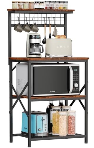 Kitchen Bakers Rack with Hutch, Coffee Bar Station 4 Tiers, Microwave Oven - Bild 2 von 7