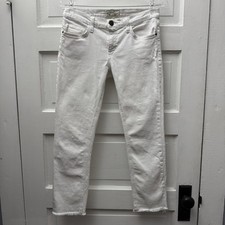 Current Elliott Cropped Straight Jeans White Size 26 Raw Hem Stretch