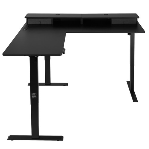 VEVOR L Shaped Desk Electric Adjustable Height Corner Gaming Desk w/ Light Strip - Picture 9 of 12