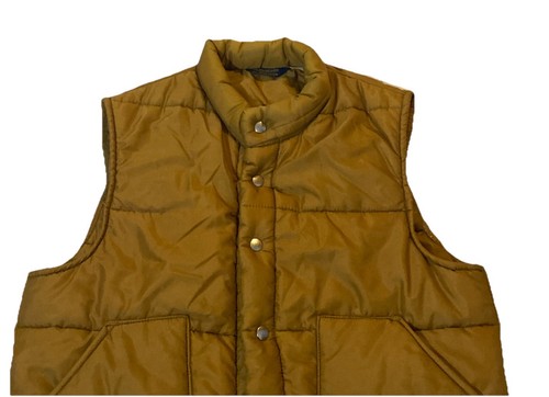 VTG OSHKOSH B'GOSH Tan Quilted Nylon Union Made Vest Men's Large USA Snap Button - Picture 3 of 18
