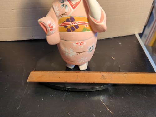 Vintage Hakata Puppe Geisha Mädchen handbemalt Biskuit Keramik Figur Japan - Bild 8 von 11