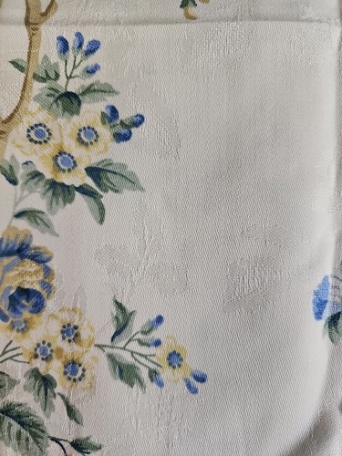 VTG Waverly Fabric Limoges Yellow Blue Floral Printed Cotton Jacquard 55''x105'' - Picture 8 of 8