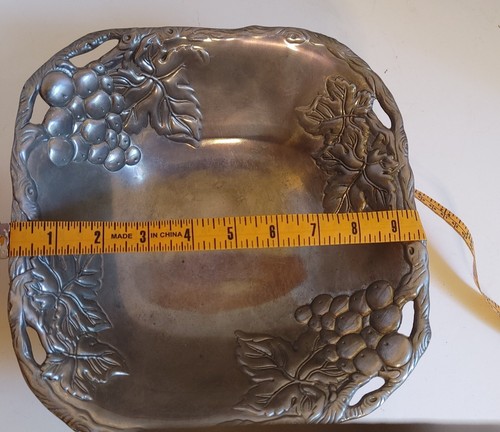 Arthur Court 2001 Grape Leaf Square Aluminum Serving Salad Bowl Silver 9.5"x10" - Picture 5 of 11