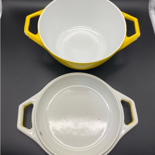 Vintage Copco Denmark D1 Yellow Enamel Cast Iron Small Dutch oven lid 1960's - Picture 3 of 9