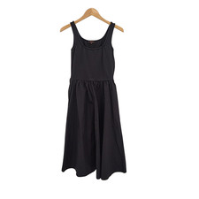 Quince Women Cotton Mixed Media Tank Midi Dress Black XS
