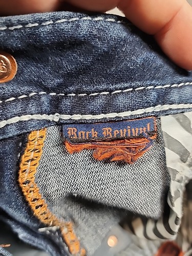 Rock Revival Women's Arda 25 (28x31) Boot Cut Distressed Denim Jeans Stretch  - Picture 5 of 19