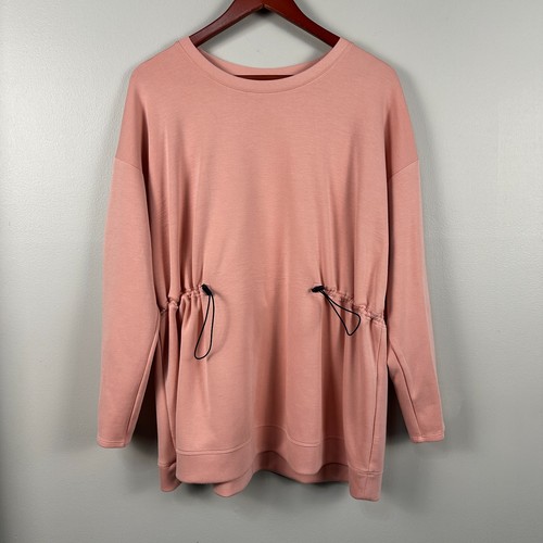 Sudadera túnica cintura ceñida J. Jill talla extra grande rosa XL cuello redondo
