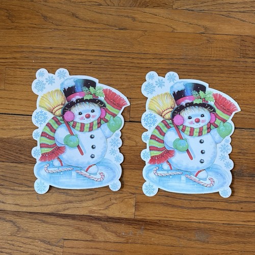 Lote 2 Mini Póster De Colección Patinaje sobre Hielo Muñecos de Nieve Navidad Decoración de Pared Troquelado Eureka EE. UU. - Imagen 2 de 4