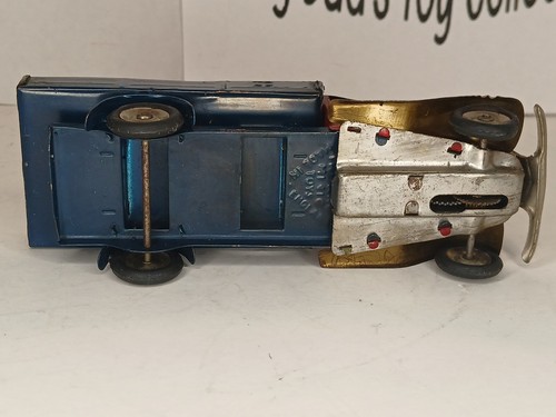 VINTAGE TRIANG MINIC TIN TOY LORRY WITH 4 CRATES WINDUP WORKS, NO KEY, NO BOX - Picture 7 of 9