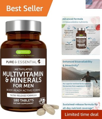 Non-GMO Multivitamin for Men with Lycopene   Heart & Immune Support, 180 Tablets
