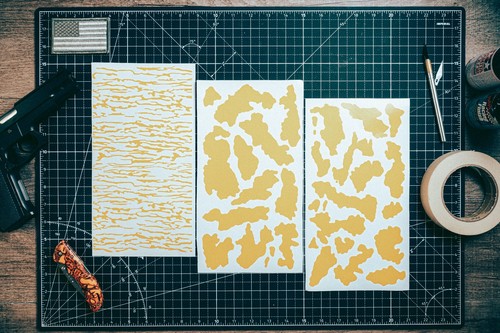 Swampland Camo High Heat Vinyl Stencil Kit - 3x 11"x6" Sheets Durable Easy Use - 第 1/14 張圖片