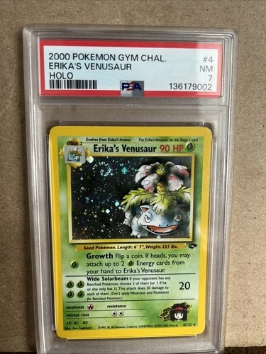 Pokémon TCG Erika's Venusaur Gym Challenge 4 PSA 7 Visible Swirl