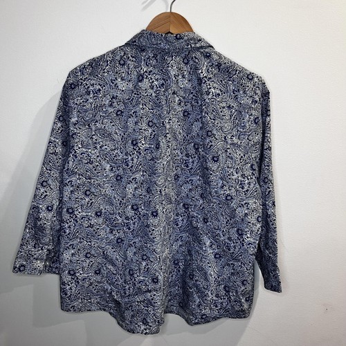 Basic Editions Shirt Womens 2XL Blue Paisley Button Up Long Sleeve Casual XXL - Picture 3 of 9