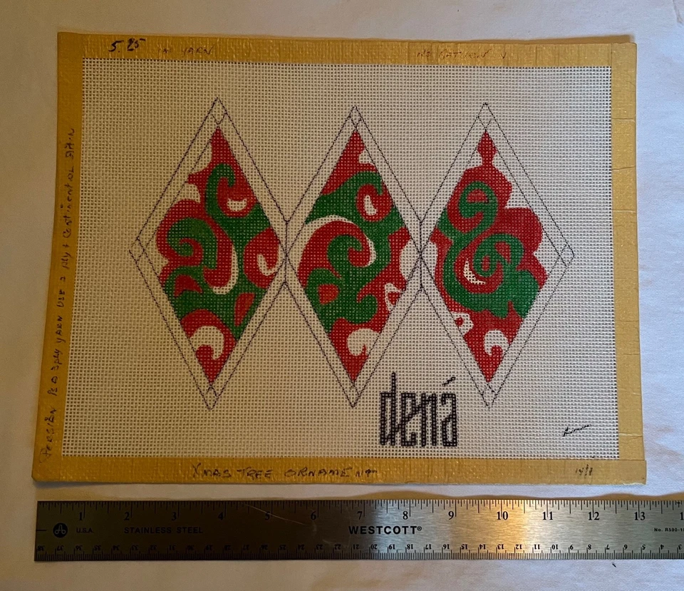 3-D Christmas ornament needlepoint canvas by Dena VTG New, 15+ mesh - Image 2 of 4