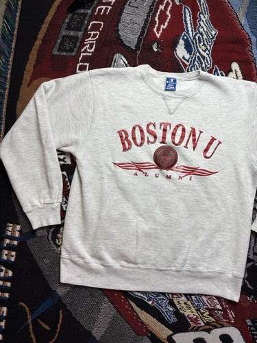 Sudadera Vintage Boston University Champion Cuello Redondo EE. UU. Cuadrada 22.5x26 Años 80 90 - Imagen 3 de 10