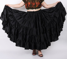 Flamenco Skirt Belly Dance Tribal Gypsy 25 Yard 37 Inch Long Satin Maxi Skirt