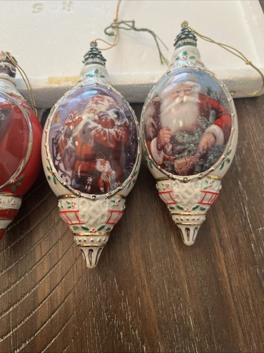 4 adornos de porcelana Bradford Exchange Santa Millennial Heirloom árbol de Navidad - Imagen 7 de 24