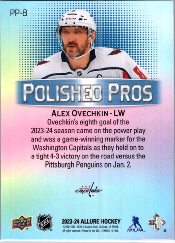 2023-24 Upper Deck Allure #PP-8 Alex Ovechkin Polished Pros - Picture 2 of 2