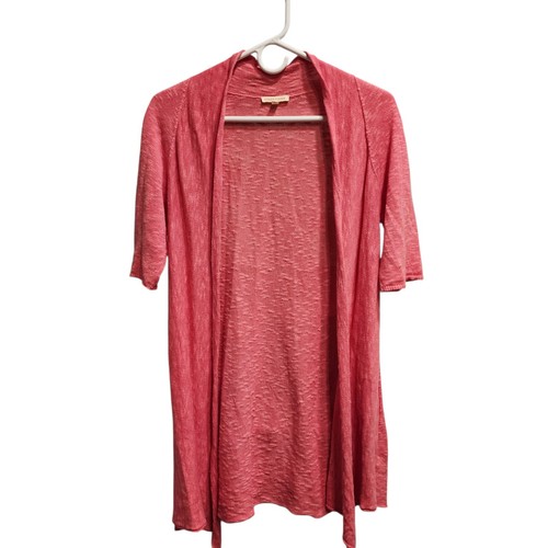 Cárdigan Eileen Fisher Lino Algodón Frente Abierto Mujer Grande Rosa Slub Playa - Imagen 1 de 9