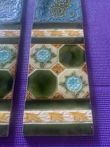 ANTIQUE Fireplace Tile Set / Victorian TILES / Full Set - Picture 3 of 6