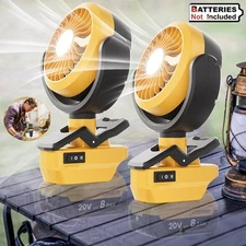 2Pack Cordless Jobsite Fan Outdoor Camping Fan For Dewalt 20V Battery Portable