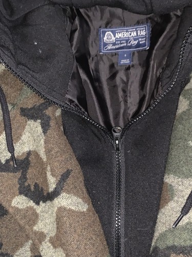 Women's Green Brown Black Camo Removable Hood Jacket Small American Rags - Picture 7 of 10